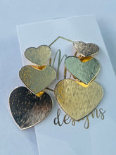 Triple Gold Heart Earrings