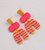 Hot Pink Yellow Clay Earrings