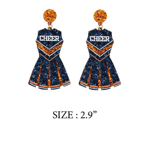 GLITTER CHEERLEADER UNIFORM DROP POST EARRING