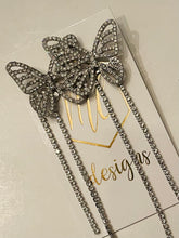 Silver Butterfly Rhinestone Dangle Earrings