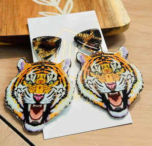 Acrylic Tiger Earrings