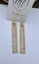 Long Rectangular Rhinestone Earrings