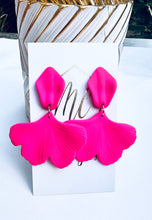 Hot Pink Ginkgo Earrings
