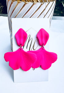 Hot Pink Ginkgo Earrings