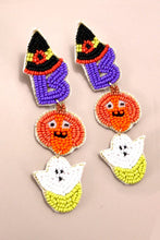 HALLOWEEN BOO GHOST PUMPKIN BEADED EARRINGS