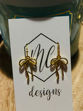 Small Gold Dangly Bow Earrings