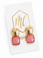 Hammered Square Stone Studs