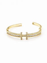 Gold Zirconia H Initial Cuff Bracelet