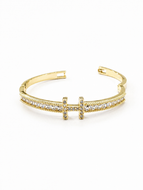 Gold Zirconia H Initial Cuff Bracelet