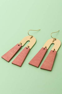 ARCH METAL & WOOD DROP EARRINGS