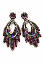 Beaded Mardi Gras Statement Earrings