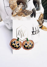 Rhinestone Pumpkin Halloween Stud Earrings
