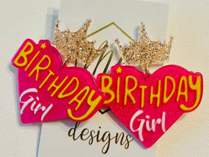 Large Heart Birthday Girl Earrings