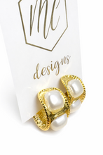 Gold Pearl Hoops