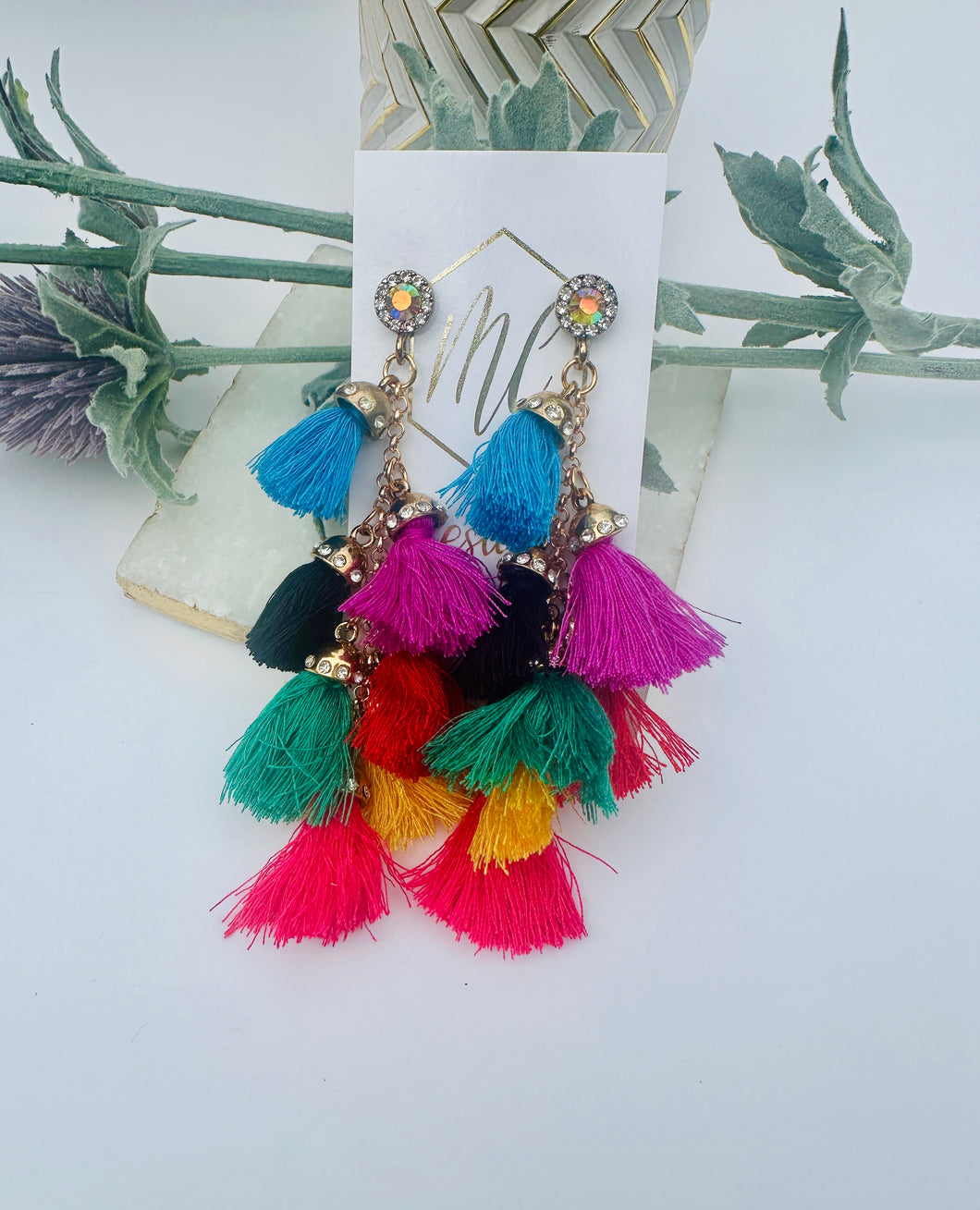 Colorful Statement Tassel Earrings