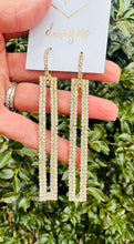 Long Rectangular Rhinestone Earrings