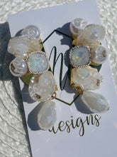 Chunky White Pearl Iridescent Wing Liked Earrings