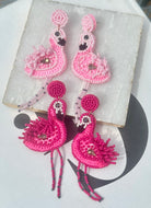 Fun Seed Bead Flamingo Earrings