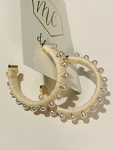 Gray or Cream Hoop with Pearls