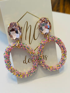 Glitter Oval Earrings