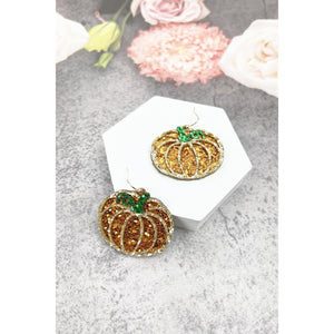 THANKSGIVING PUMPKIN GLITTER HOOK EARRINGS