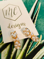 Cluster Pearl Gold Hoops