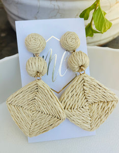 Tan Triple Rattan Earrings