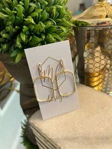Gold Rectangular Oval Earrings