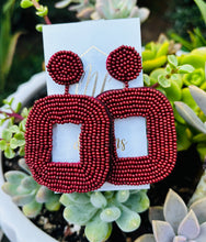 Maroon Beaded Earrings