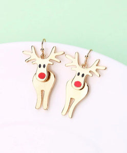 Gold Rudolph Reindeer Earrings