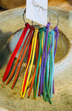 Rainbow Leather Tassel Earrings