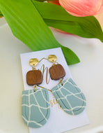 Gold Brown and Blue Earrings