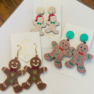 Acrylic Glitter Gingerbread Christmas Earrings