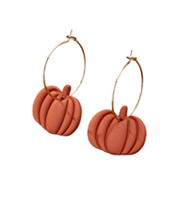 Clay Pumpkin Hoop Earrings