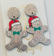 Acrylic Glitter Gingerbread Christmas Earrings