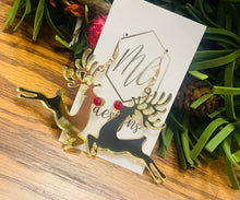 Gold Mirrored Rudolph Reindeer Christmas Earrings