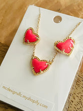 Jeweled Heart Necklace and Studs