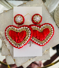 Beaded Heart Earrings Valentine's Day