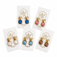 Hammered Square Stone Studs