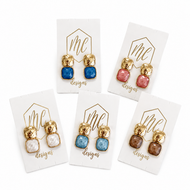 Hammered Square Stone Studs