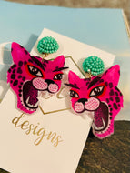 Hot Pink Cat Earrings