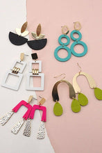 WOOD METAL MIX  GEO SHAPE EARING