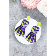 GLITTER CHEERLEADER UNIFORM DROP POST EARRING