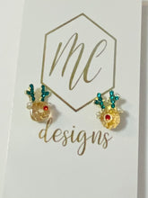 Small Bead Reindeer Christmas Stud Earrings