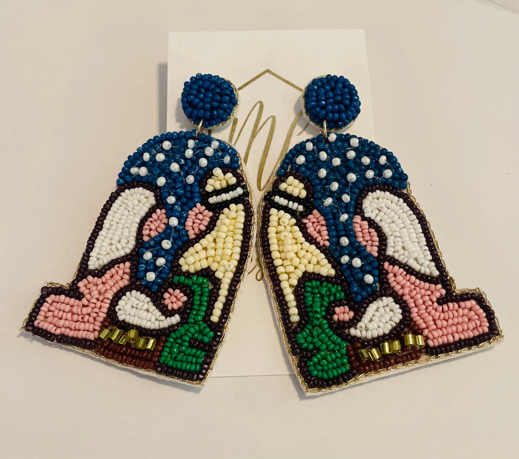 Beaded Nativity Earrings with Stars