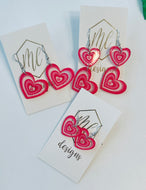 Acrylic Pink Heart Earrings