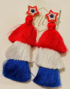 Beaded Star Tassel American Earrings