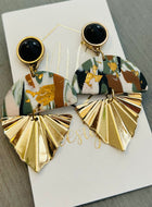 Green and Gold Clay Earrings