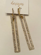 Long Rectangular Rhinestone Earrings