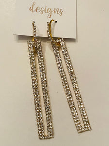 Long Rectangular Rhinestone Earrings